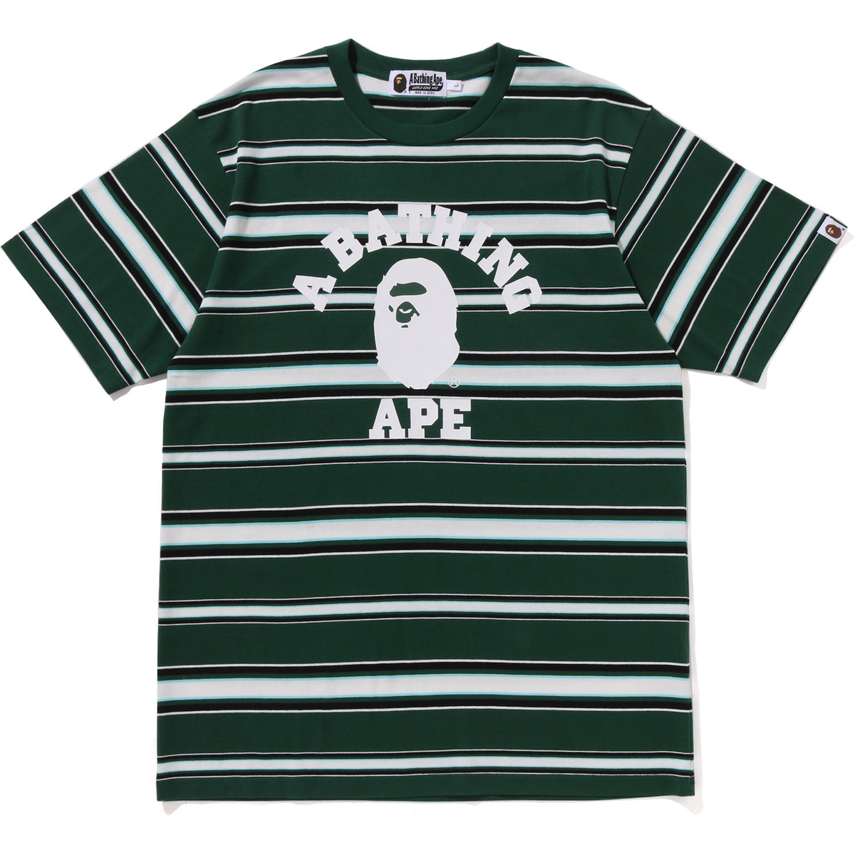 BAPE MENS APE HEAD COLLEGE STRIPE TEE