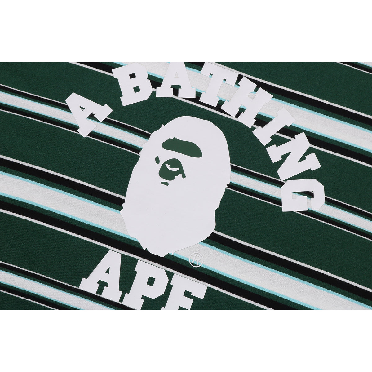 BAPE MENS APE HEAD COLLEGE STRIPE TEE
