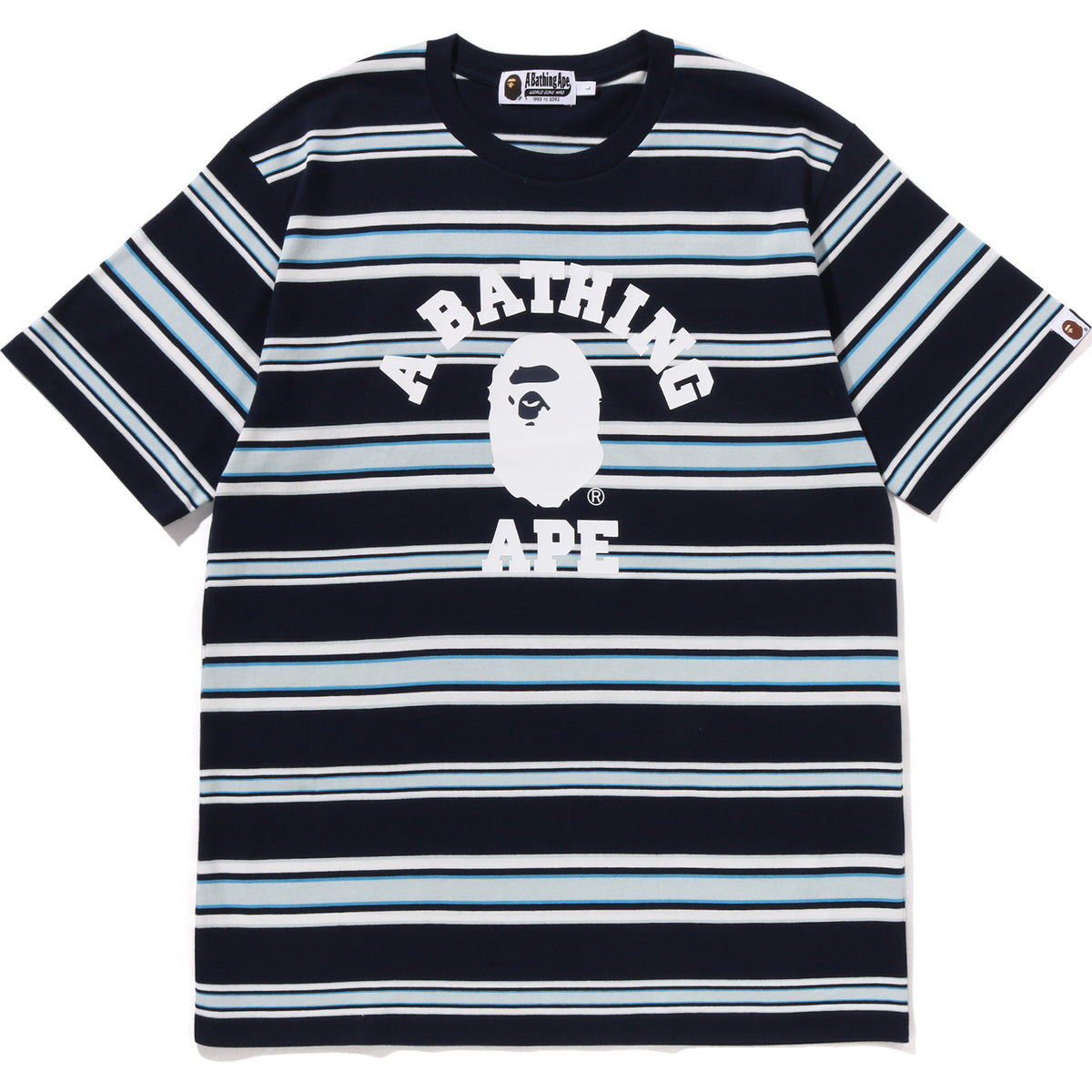 BAPE MENS APE HEAD COLLEGE STRIPE TEE
