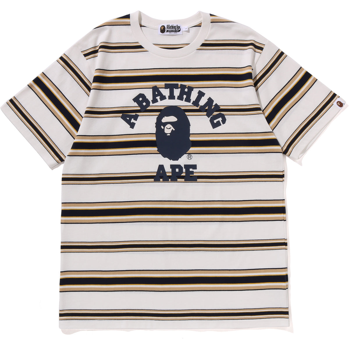 BAPE MENS APE HEAD COLLEGE STRIPE TEE