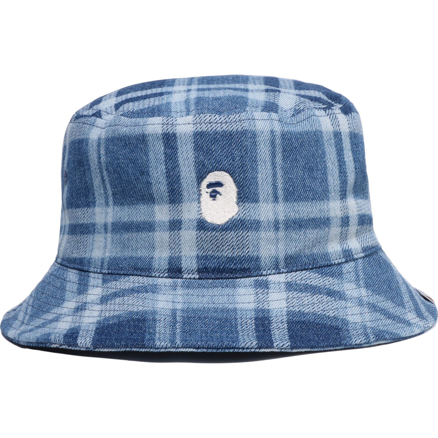 BAPE CHECK DENIM BUCKET HAT – us.bape.com