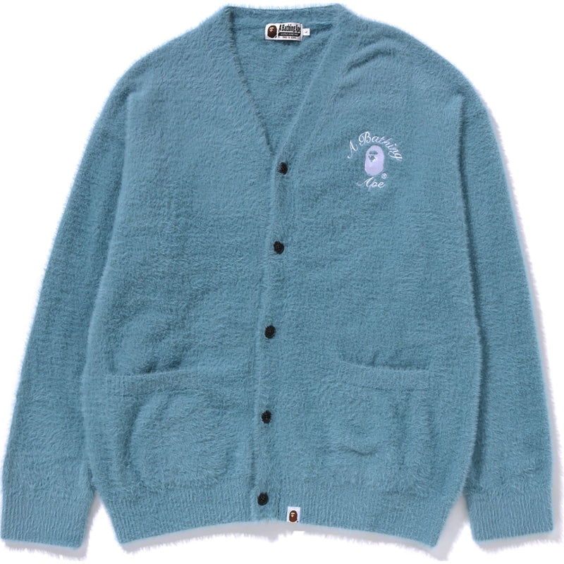 EMBROIDERY SHAGGY KNIT CARDIGAN MENS