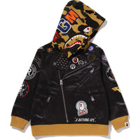 LEATHER JACKET PRINT SHARK PULLOVER HOODIE KIDS