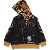 LEATHER JACKET PRINT SHARK PULLOVER HOODIE KIDS