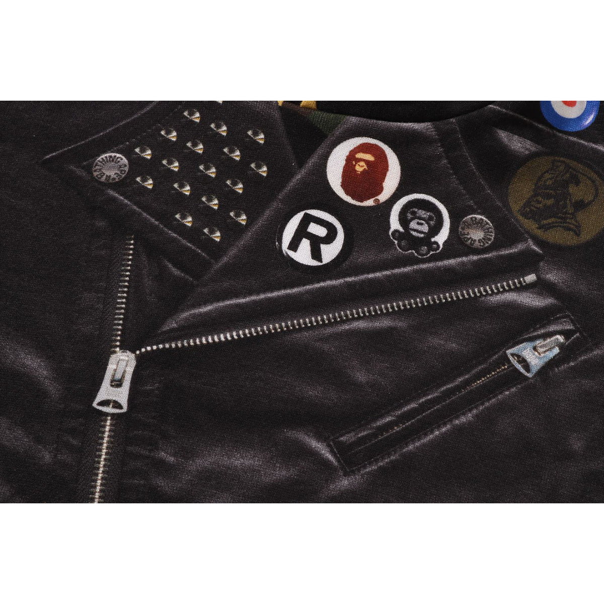 LEATHER JACKET PRINT SHARK PULLOVER HOODIE KIDS