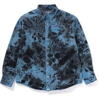 DESTROYED BLEACH BATHING APE LOGO LS SHIRT MENS