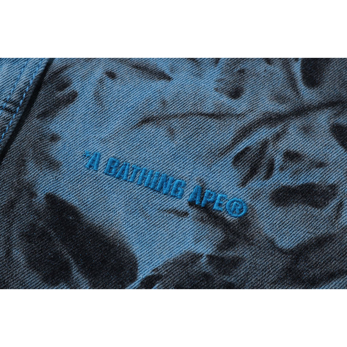 DESTROYED BLEACH BATHING APE LOGO LS SHIRT MENS