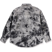 DESTROYED BLEACH BATHING APE LOGO LS SHIRT MENS