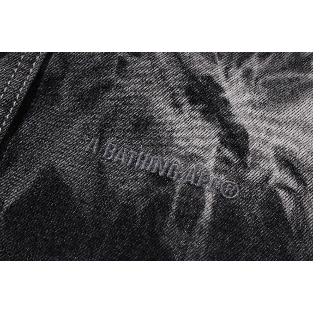 DESTROYED BLEACH BATHING APE LOGO LS SHIRT MENS