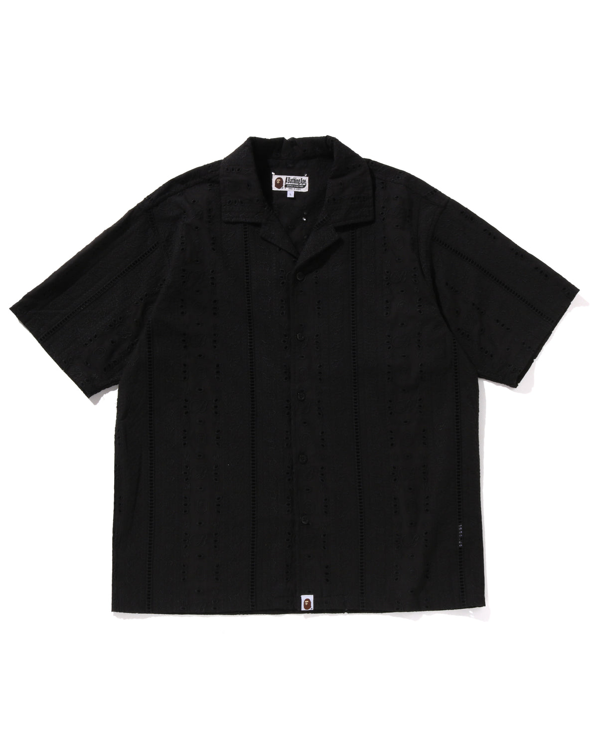 EMBROIDERY OPEN COLLAR SS SHIRT MENS