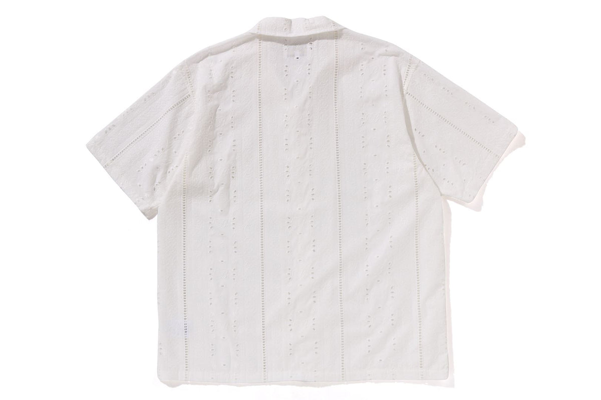 EMBROIDERY OPEN COLLAR SS SHIRT MENS