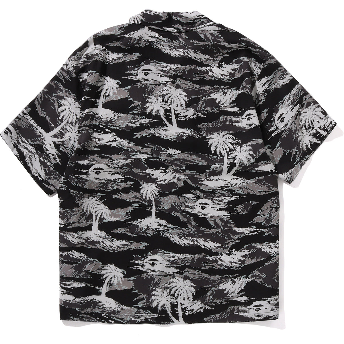 BAPE MENS PALM TREE CAMO OPEN COLLAR POCKET SS SHIRT
