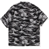 BAPE MENS PALM TREE CAMO OPEN COLLAR POCKET SS SHIRT