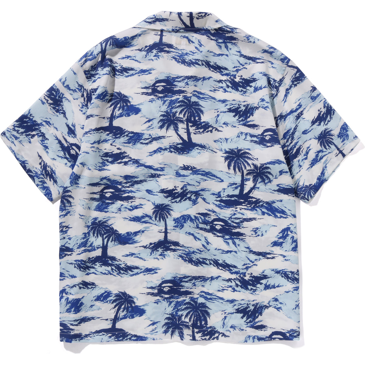 BAPE MENS PALM TREE CAMO OPEN COLLAR POCKET SS SHIRT