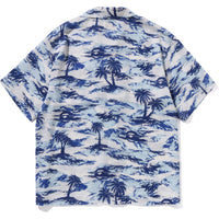 BAPE MENS PALM TREE CAMO OPEN COLLAR POCKET SS SHIRT