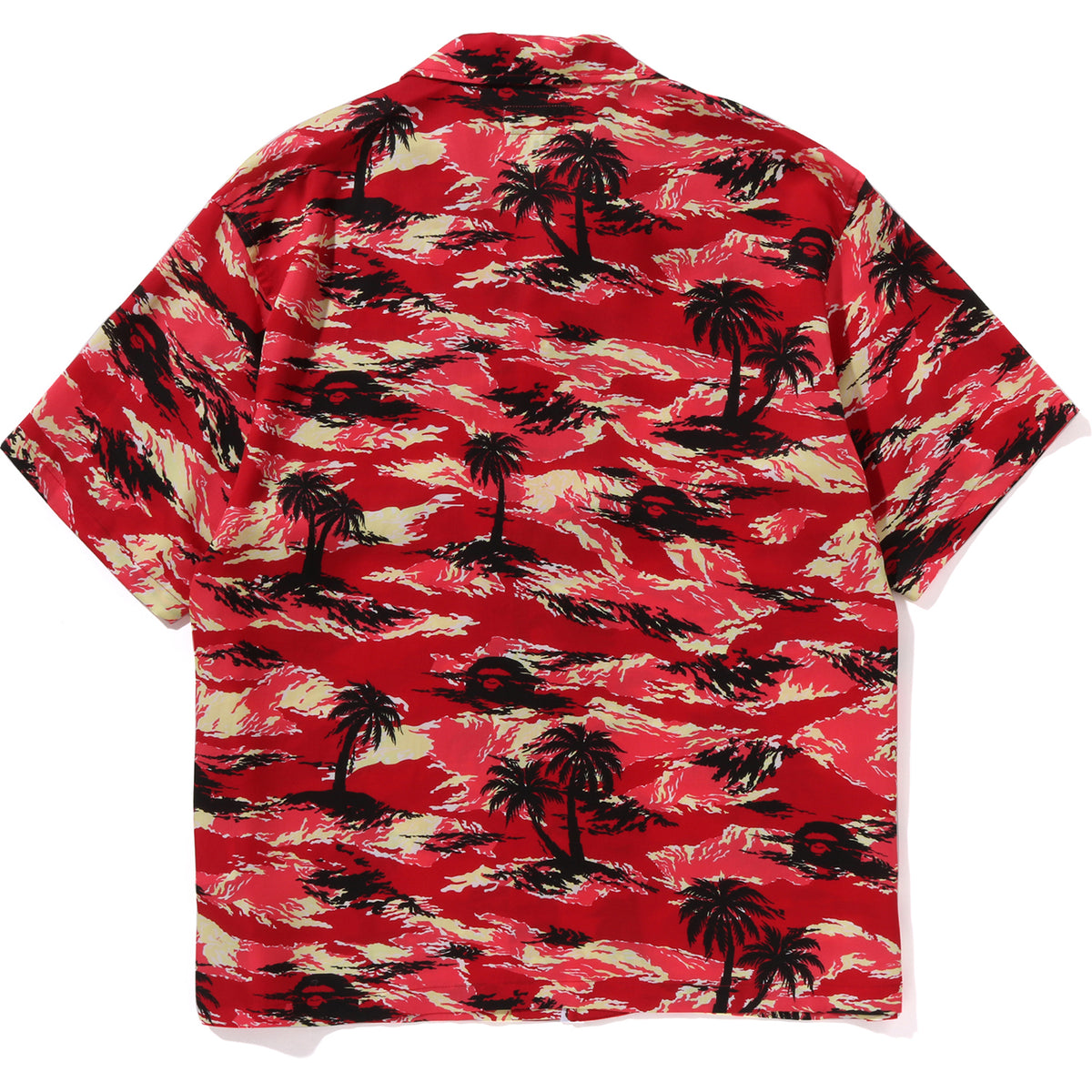 BAPE MENS PALM TREE CAMO OPEN COLLAR POCKET SS SHIRT
