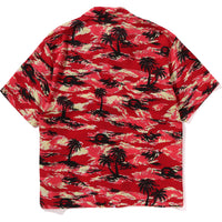BAPE MENS PALM TREE CAMO OPEN COLLAR POCKET SS SHIRT