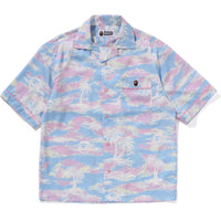 PALM TREE CAMO OPEN COLLAR SHIRT LADIES