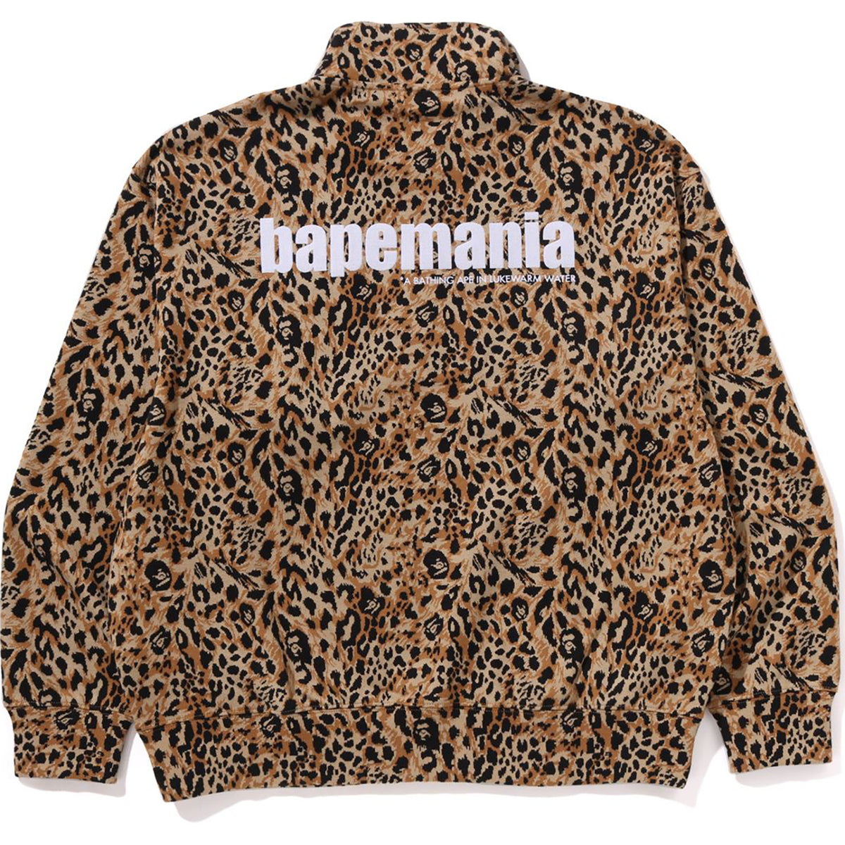 WILD LEOPARD PATTERN RELAXED FIT HALF ZIP SWEATSHIRT MENS