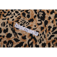 WILD LEOPARD PATTERN RELAXED FIT HALF ZIP SWEATSHIRT MENS
