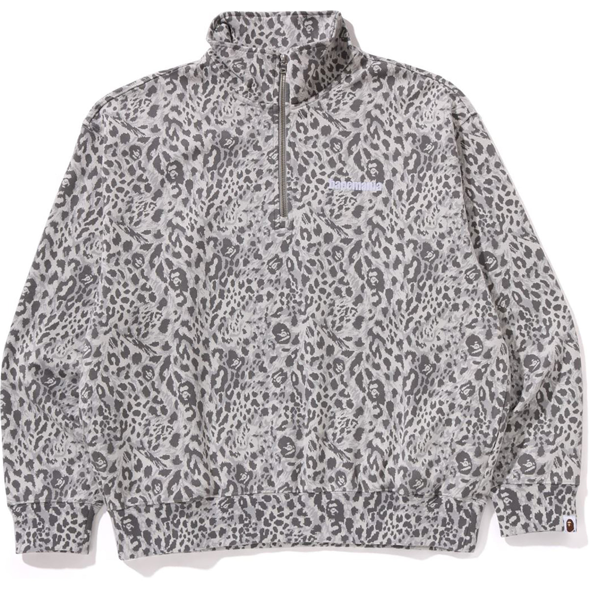 WILD LEOPARD PATTERN RELAXED FIT HALF ZIP SWEATSHIRT MENS