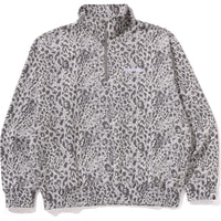 WILD LEOPARD PATTERN RELAXED FIT HALF ZIP SWEATSHIRT MENS