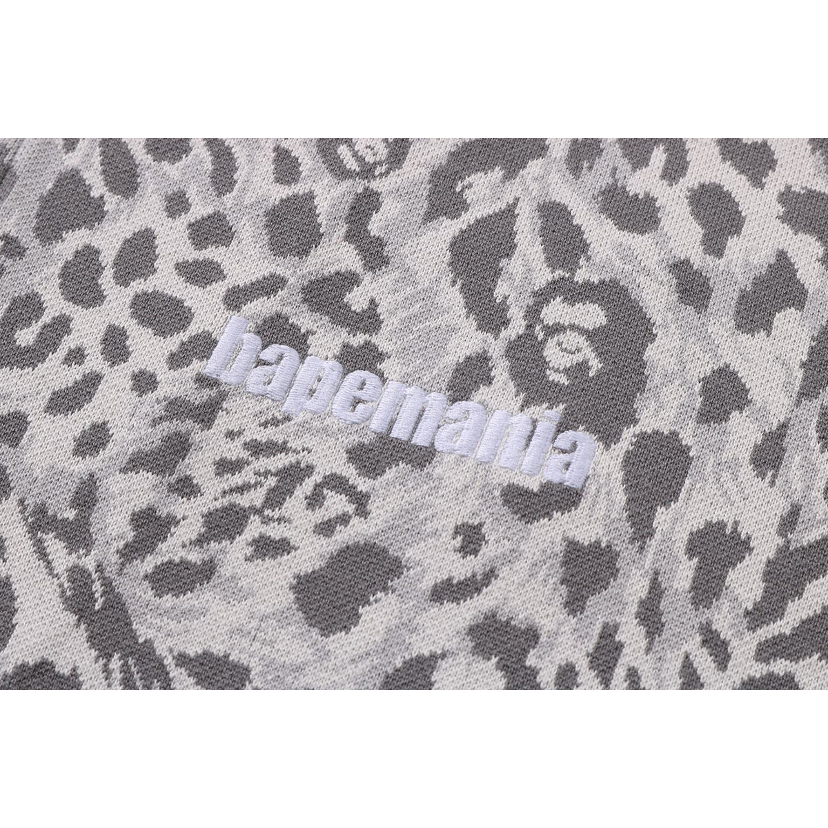 WILD LEOPARD PATTERN RELAXED FIT HALF ZIP SWEATSHIRT MENS