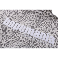 WILD LEOPARD PATTERN RELAXED FIT HALF ZIP SWEATSHIRT MENS