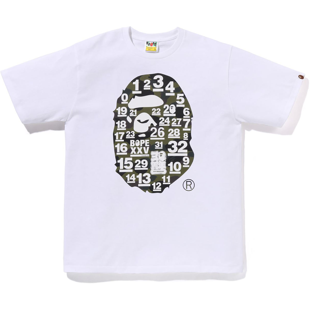 A BATHING APE 32ND ANNIV. 1ST CAMO BIG APE HEAD TEE MENS