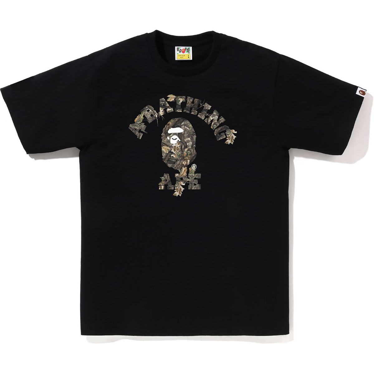 BAPE MENS TREE EDGE CAMO COLLEGE T-SHIRT