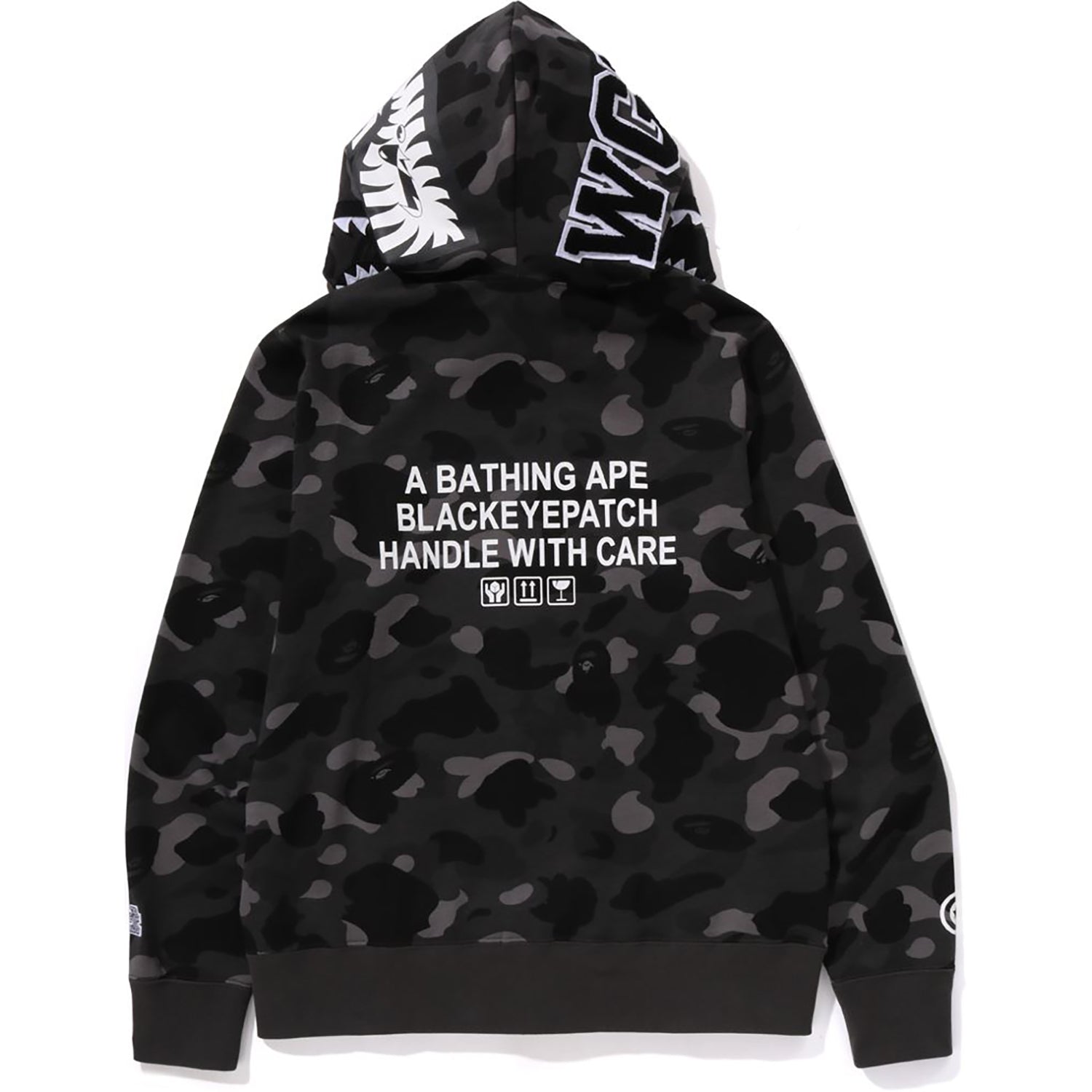 BAPE X BLACK EYE PATCH COLOR CAMO SHARK FULL ZIP HOODIE MENS