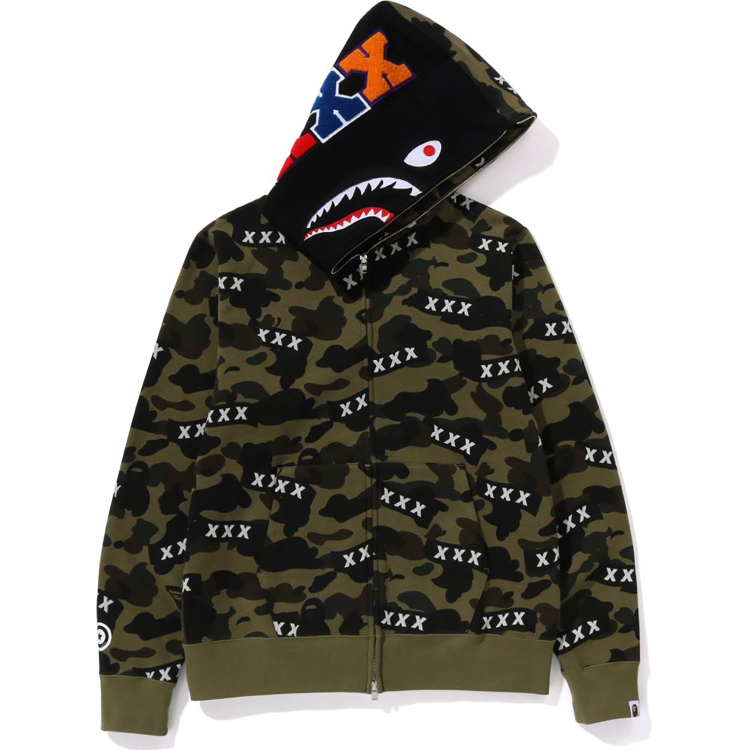 BAPE X GOD SELECTION XXX SHARK FULL ZIP HOODIE MENS 