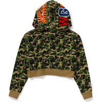 ABC CAMO CRYSTAL STONE SHARK CROPPED FULL ZIP HOODIE LADIES