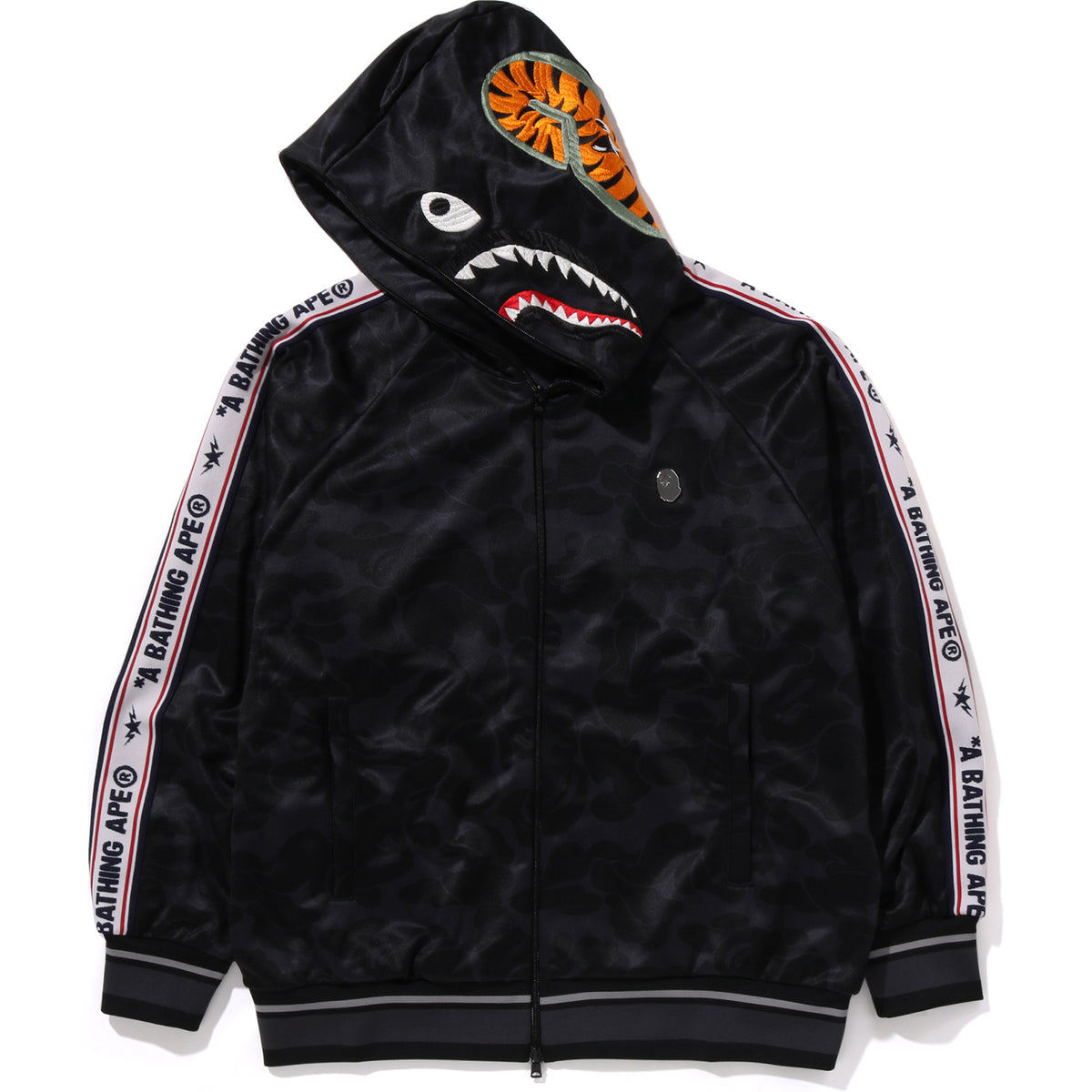 BAPE MENS SOLID CAMO RELAXED FIT SHARK FULL ZIP HOODIE JACKET