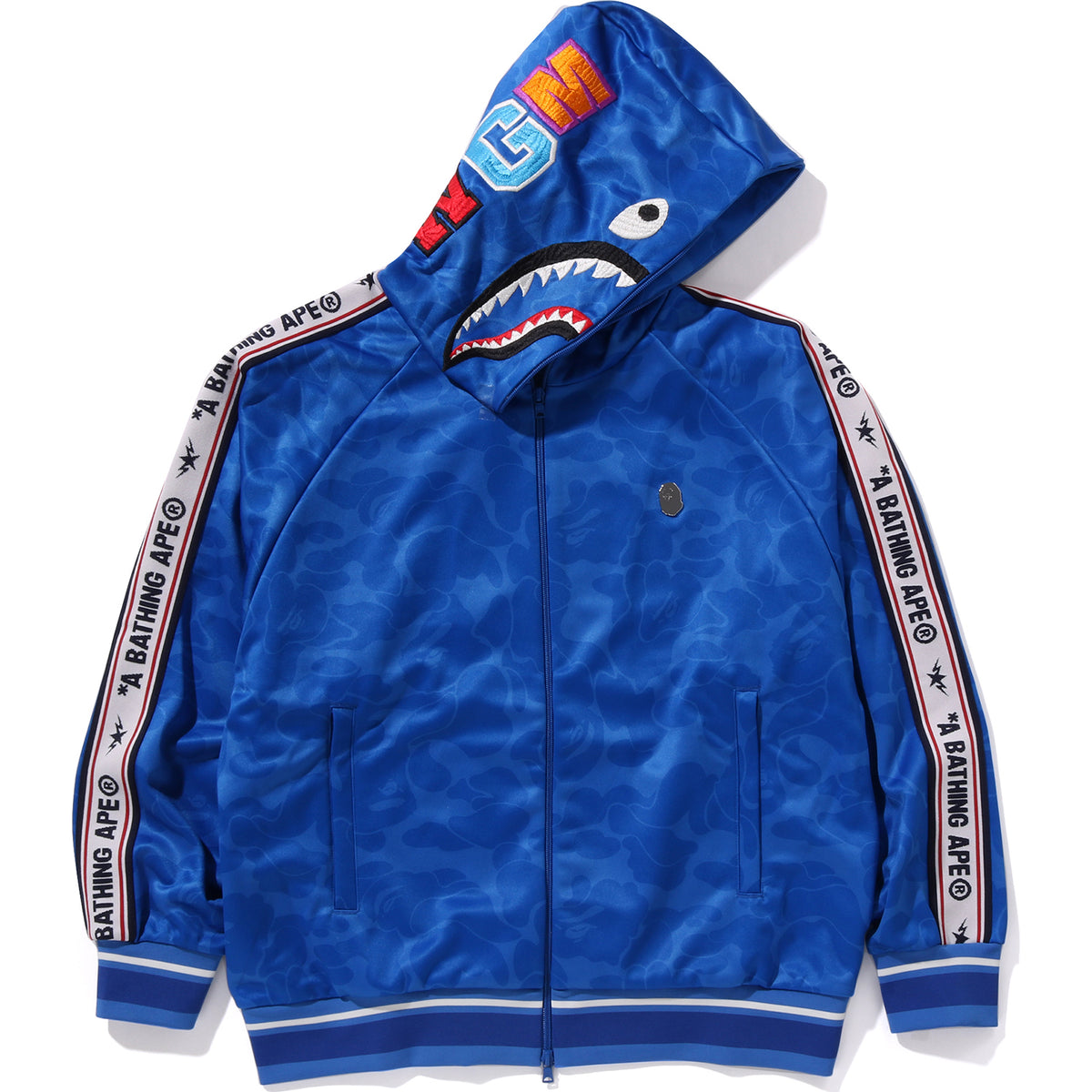 BAPE MENS SOLID CAMO RELAXED FIT SHARK FULL ZIP HOODIE JACKET