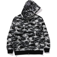 PALM TREE CAMO RELAXED FIT SHARK FULL ZIP HOODIE MENS