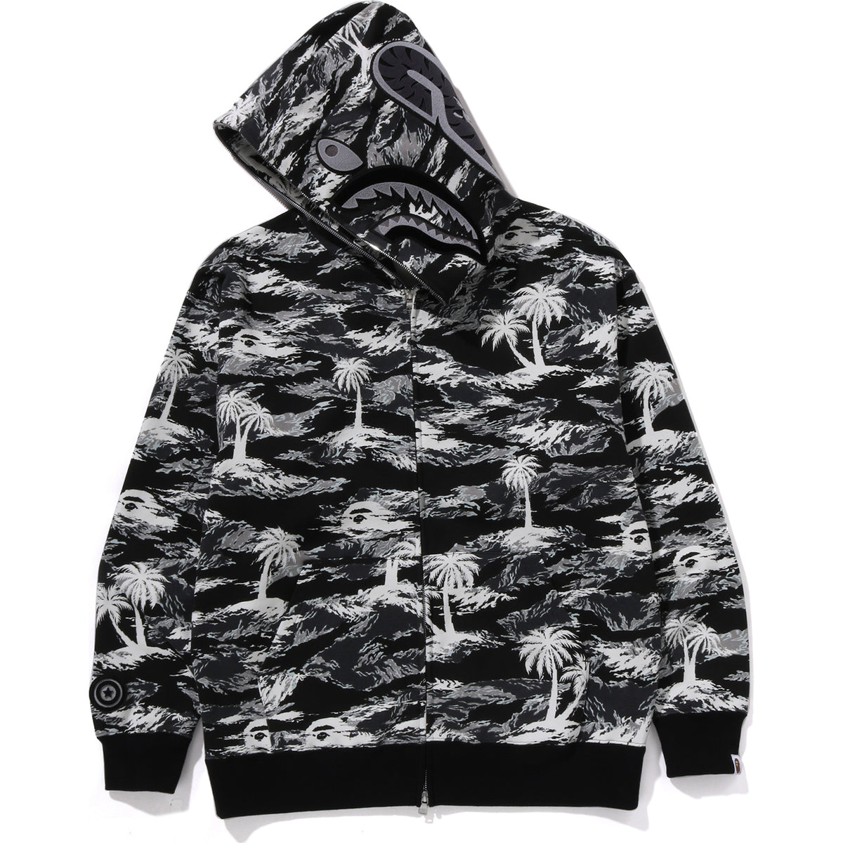 PALM TREE CAMO RELAXED FIT SHARK FULL ZIP HOODIE MENS