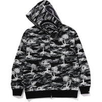 PALM TREE CAMO RELAXED FIT SHARK FULL ZIP HOODIE MENS