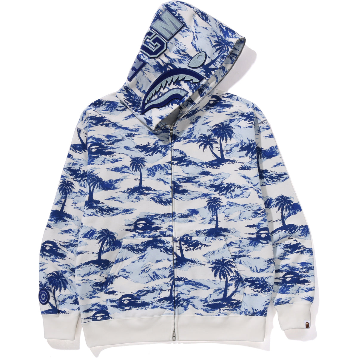 PALM TREE CAMO RELAXED FIT SHARK FULL ZIP HOODIE MENS