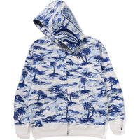 PALM TREE CAMO RELAXED FIT SHARK FULL ZIP HOODIE MENS