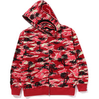 PALM TREE CAMO RELAXED FIT SHARK FULL ZIP HOODIE MENS