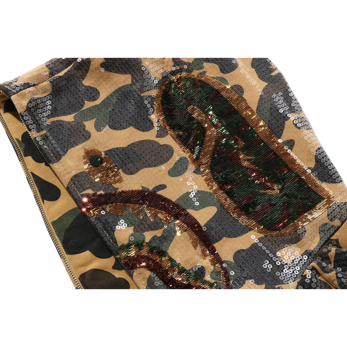 1ST CAMO SEQUIN SHARK RELAXED FIT FULL ZIP HOODIE MENS
