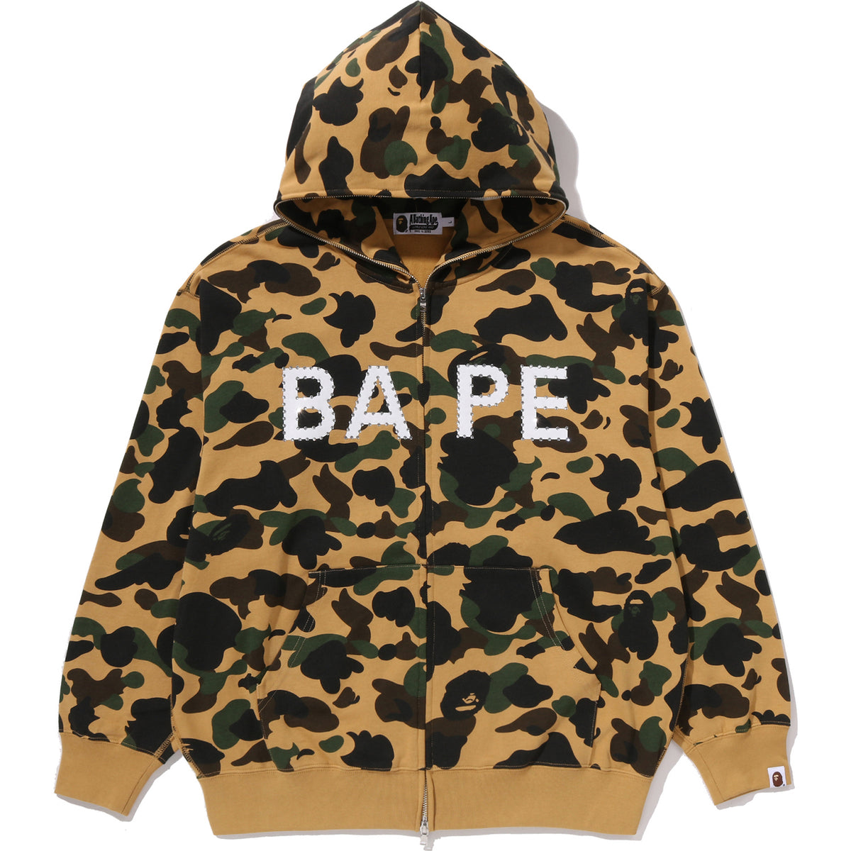 1ST CAMO BAPE LOGO RHINESTONE RELAXED FIT FULL ZIP HOODIE MENS