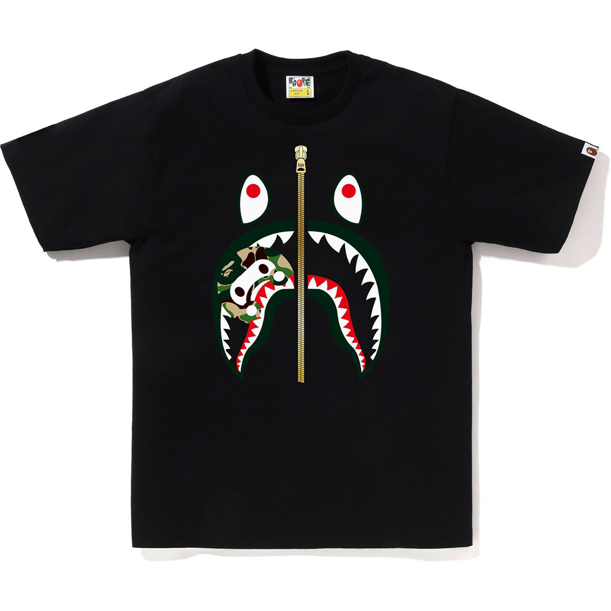 BAPE MENS ABC CAMO MILO SHARK T-SHIRT