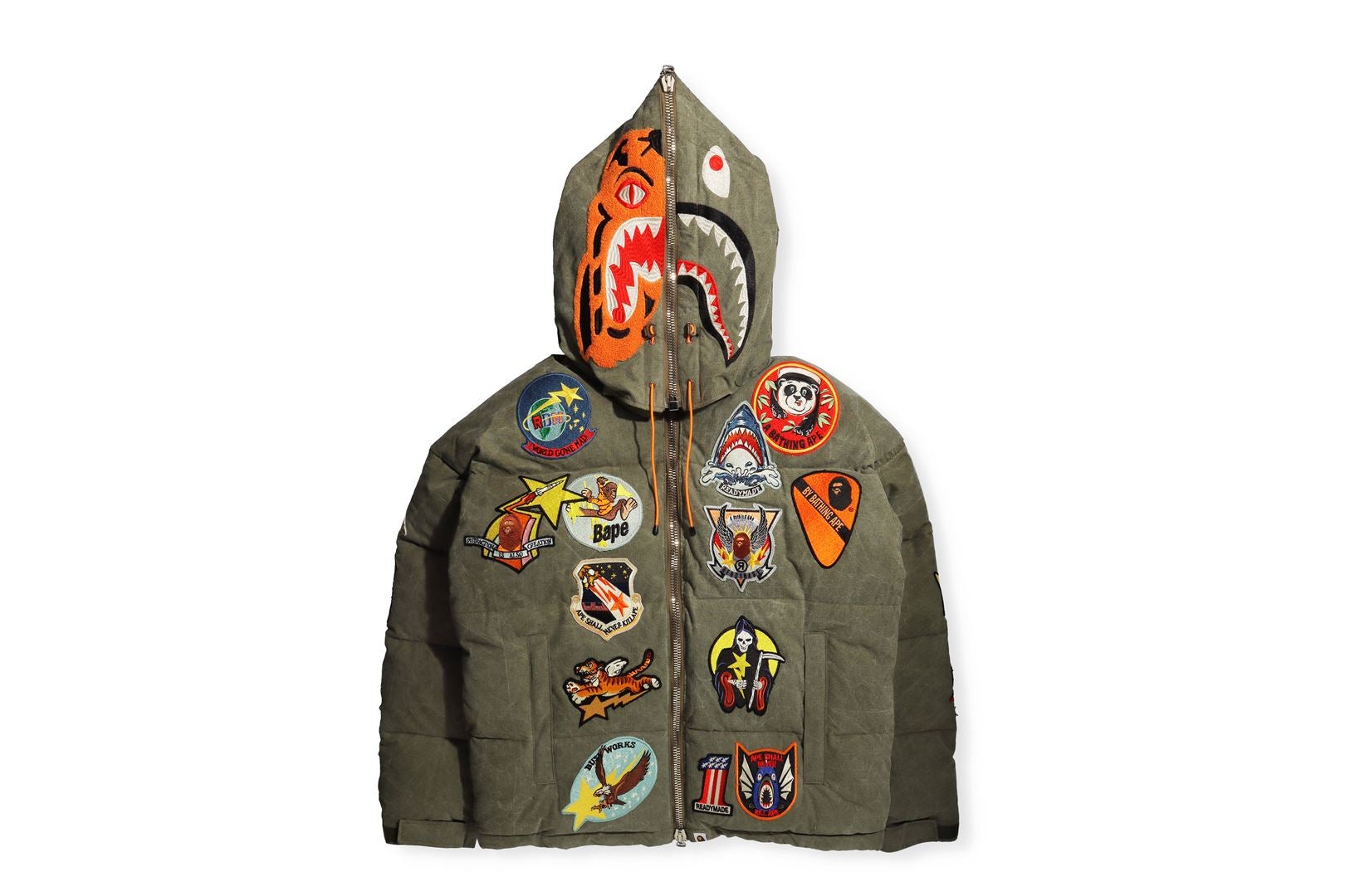 BAPE X READYMADE TIGER SHARK DOWN JACKET – us.bape.com