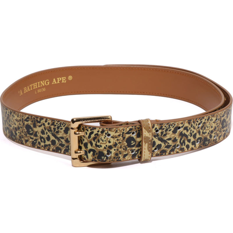 WILD LEOPARD PATTERN LEATHER BELT MENS