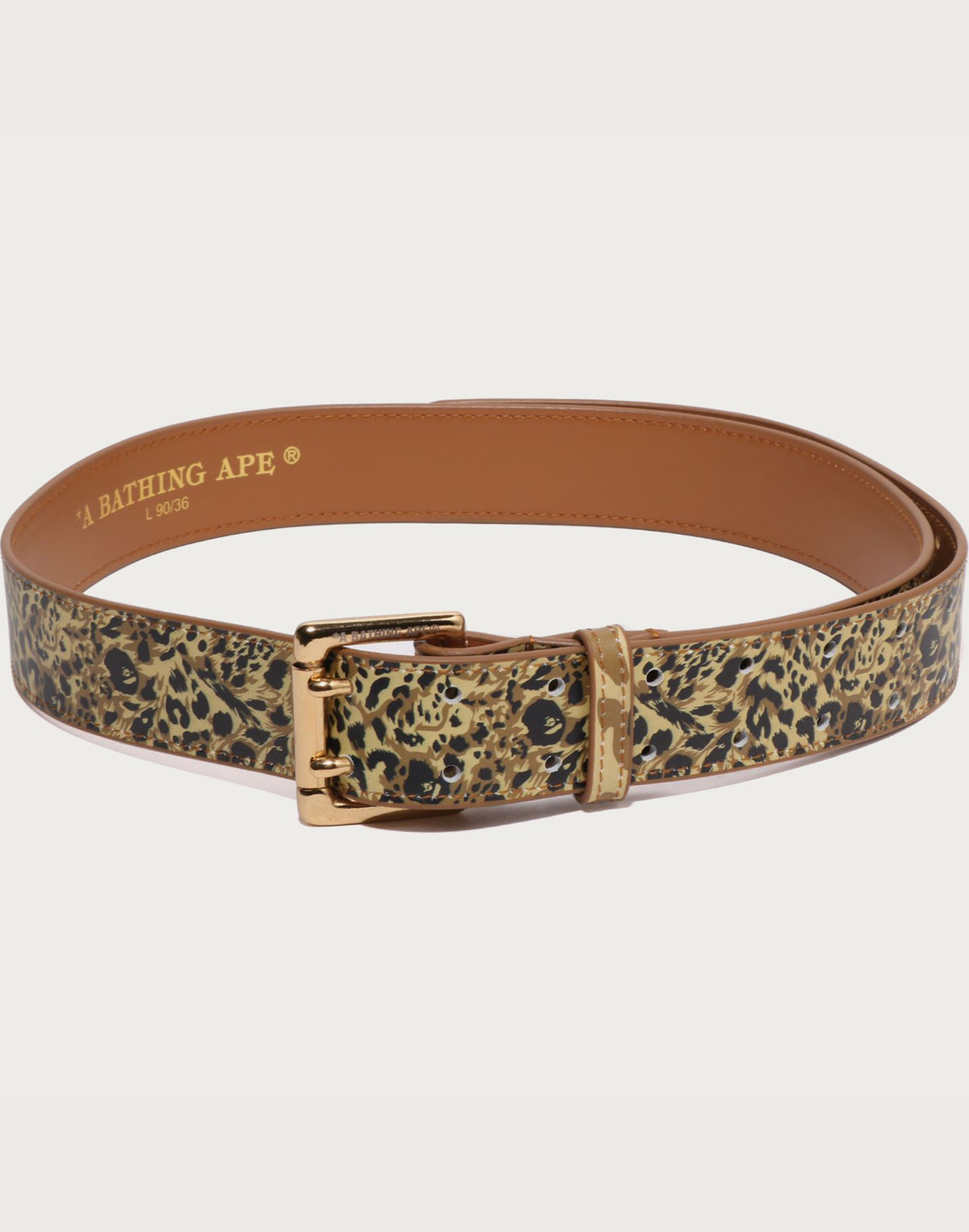 WILD LEOPARD PATTERN LEATHER BELT MENS