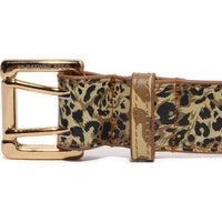 WILD LEOPARD PATTERN LEATHER BELT MENS