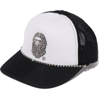 CRYSTAL STONE APE HEAD MESH CAP MENS