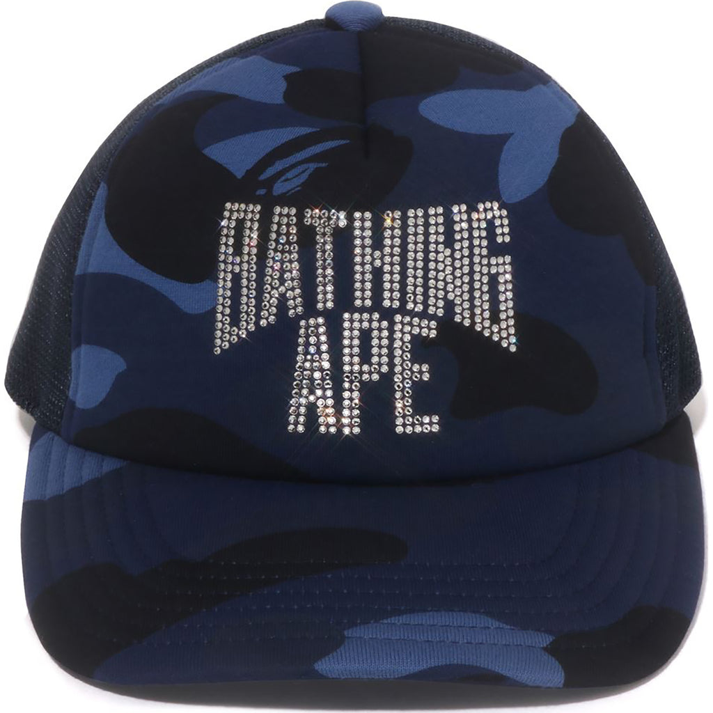 COLOR CAMO CRYSTAL BATHING APE LOGO MESH CAP LADIES